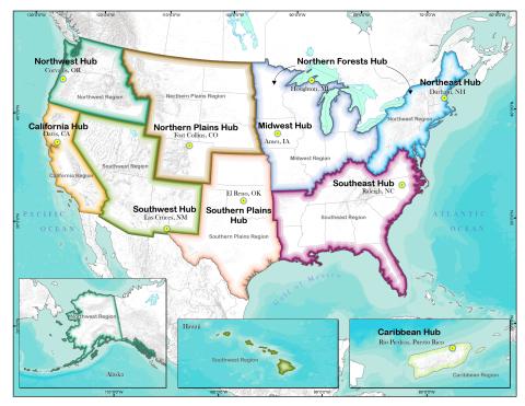Map of USDA climate hubs