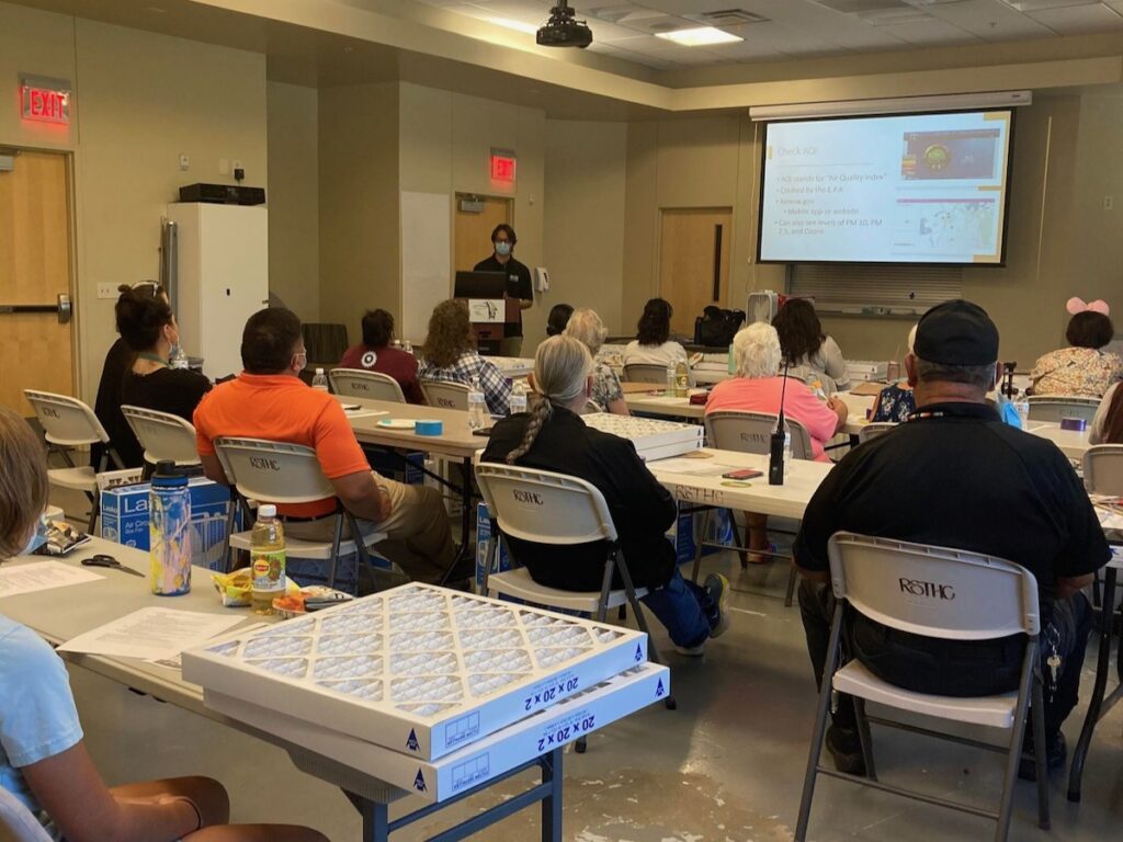 piercen nguyen presents air filter construction techniques at a workshop