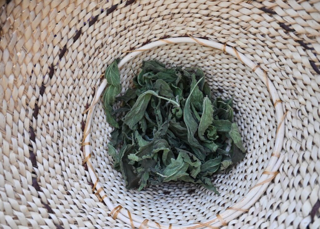 Stinging nettle in a woven basket.