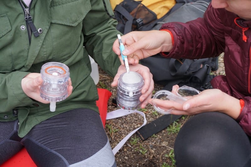 Researchers collect microplastic samples