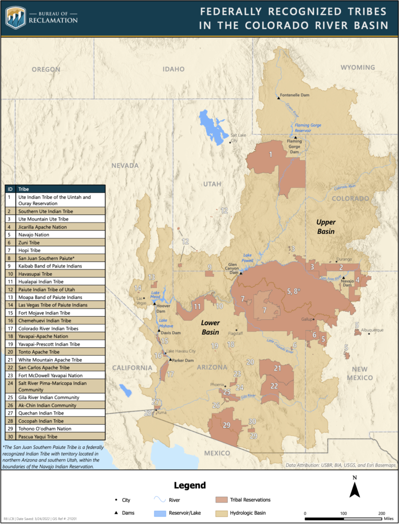 Map of Federally Recognized Tribes in the Colorado River Basin