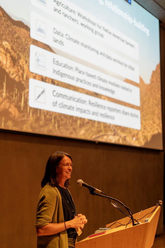 Native Resilience Communication Coordinator Kelsey Fitzgerald presents at the 2026 NV STEAM conference. Credit: Tsvetelina Stefanova/DRI