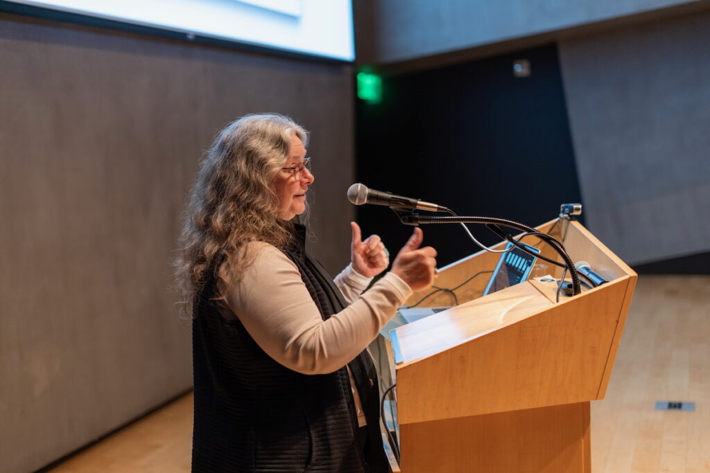 Maureen McCarthy leads activity, Postcards to our climate future