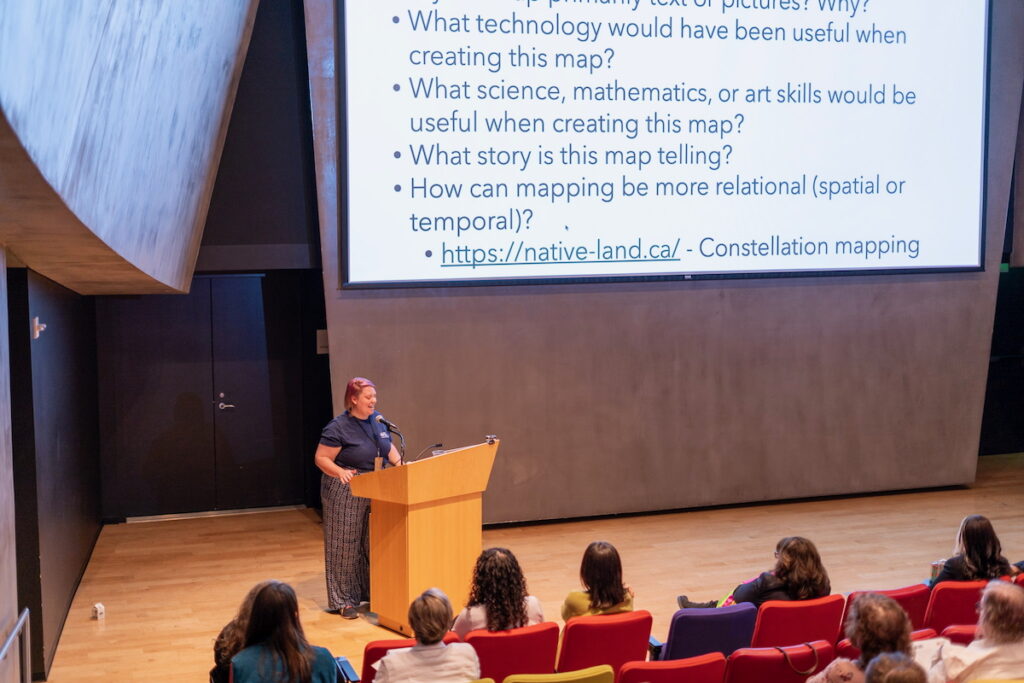 Ileah Kirchoff of Native Resilience/DRI presents educational resources during the Storytelling for Resilience session at the 2026 NV STEAM conference