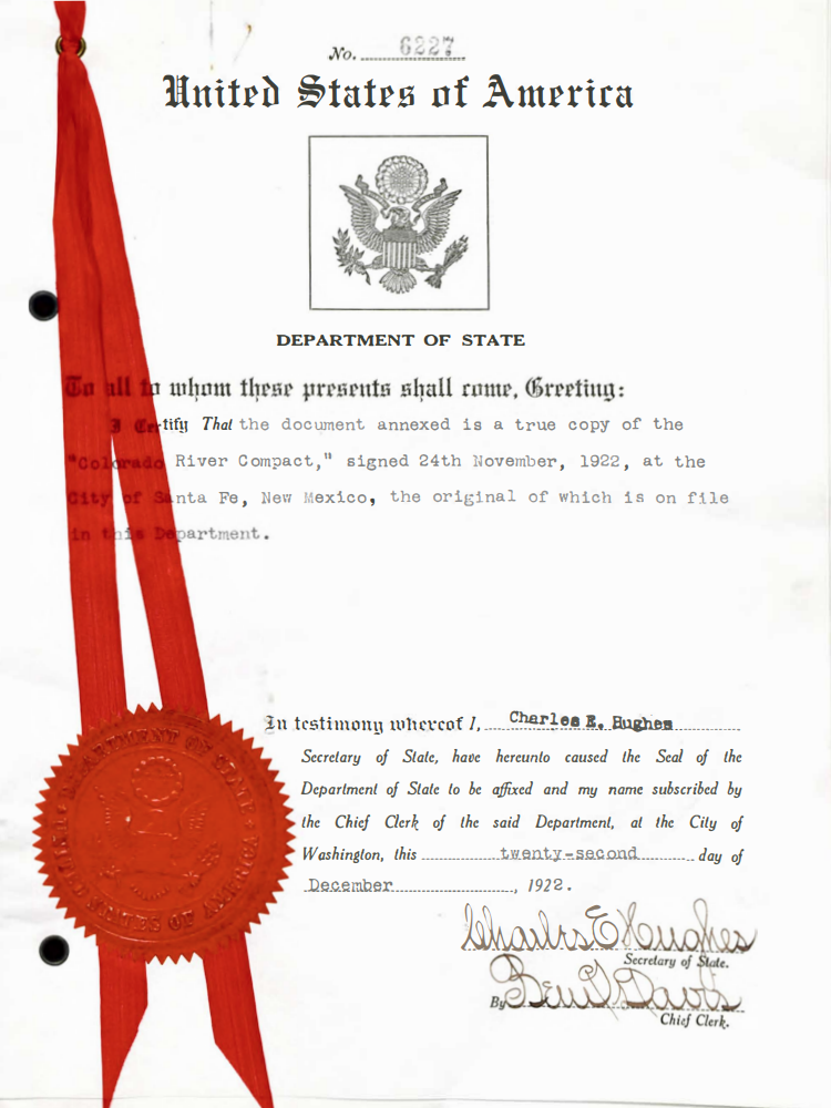 Cover page from the Colorado River Compact