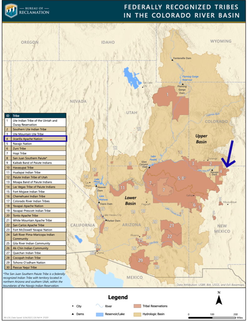 Map showing location of Jicarilla Apache Nation